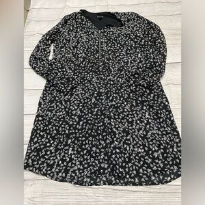 express womens soze medium black floral dress